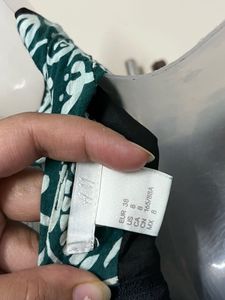 H&amp;M Branded Green Floral Fit &amp; Flare Dress