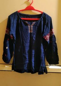 Embroidered Sleeve Top