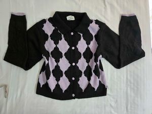 Argyle Cardigan - Trendy Knitwear fits S/M