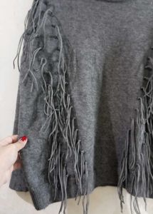 Gray Fringe Sweater