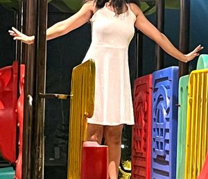White Shiny Mini Dress For Women.