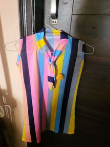 Colorful Striped Sleeveless One Pc Dress