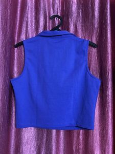 Blue Cropped Polo Top