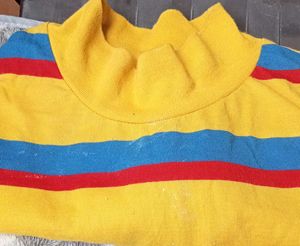 Vintage Striped Mock Neck Top