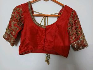 Red Customized Aari Worked Blouse