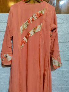 Coral mirror-detail dress
