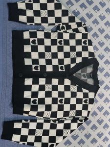 Checkered Black & White Cardigan