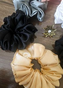 5 Scrunchies, 1 Hair Bow (With Free Ring)