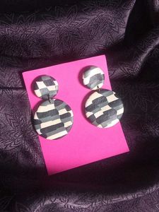 Abstract Checkerboard Clay Earrings