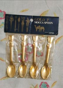 Seal Pack Set Of 12 Gold Plated Mocca Spoon