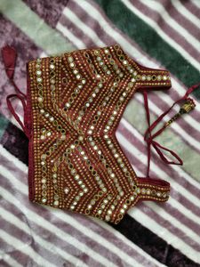 Maroon Mirror Work Blouse