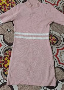 Mini Pink Knitted Dress(stretchable)