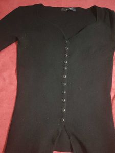 Black Button-Down Top