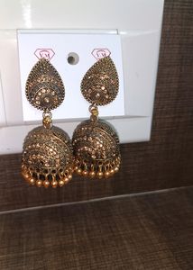 Oxidised Golden Jhumka