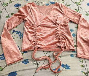 Pink Velvet Long Sleeve Top