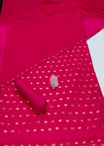 Women Saree Mall Silk Blend Zari Pink Suit Fabric