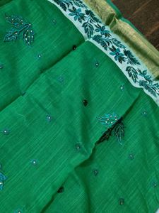 Elegant Green Embroidered Saree