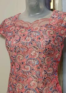 Korean Pink Paisley Party Dress