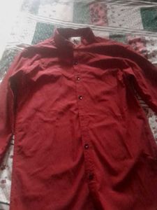 Red Long Sleeve Button Down Shirt