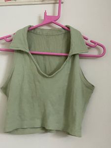 Sage Green Crop Top Ribbed