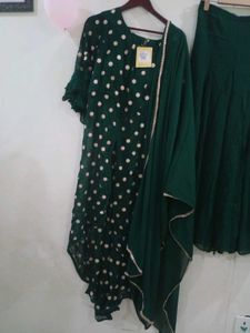 New branded Padded Green Polka Dot Kurta Set