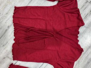 Burgundy Tie-Front Crop Top