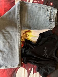 wide leg high-rise heavy fade denim jeans