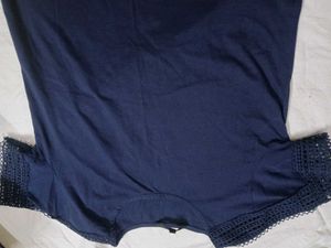 Navy Blue Tunic with Crochet Sleeves