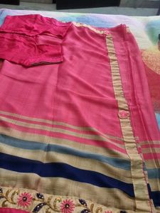 Elegant Pink Saree with Blouse