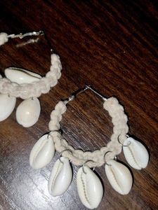Cowrie Shell Hoop Earrings
