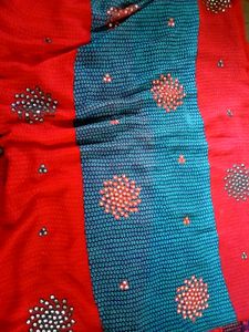 Green And Maroon Bandhani Style Saree