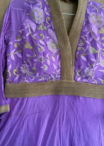Purple Embroidered Anarkali Kurta