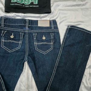 low waist straight fit Y2K Denim Jeans