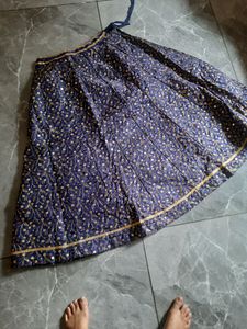 Navy Blue Self Stitched Heavy Lahenga