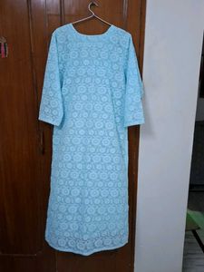 Light Blue Embroidered Kurti