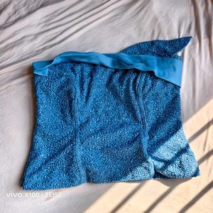 211212. Blue Textured Tube corset