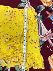 Yellow Floral Print Wrap Skirt