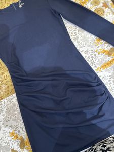 Blue Ruched Sheath Dress