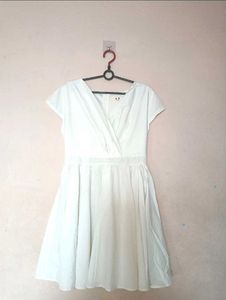 Korean Pure White Classic Midi Dress