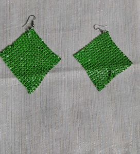 Green Square Earrings