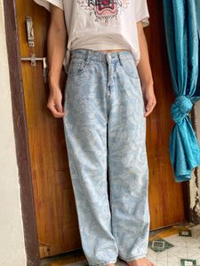 Paisley Print Wide Leg Jeans