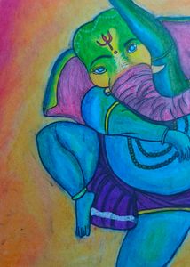 Ganesha Art With Oil Pastel
