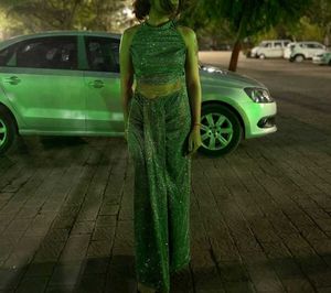 shimmer cord-set for women crop top and skir