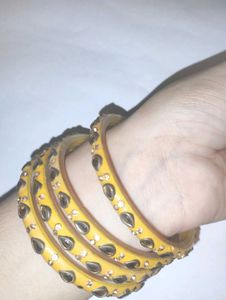 Yellow Beaded Bangle Set