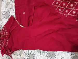 Rani Color Ka Party Wear Suit And Plazo Dupatta