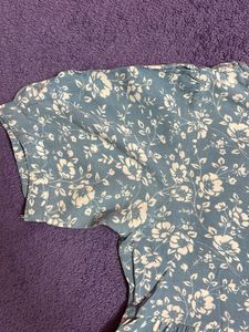 Blue Floral Print Top