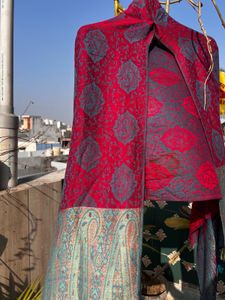 Pashmina Red Embroidered Stole