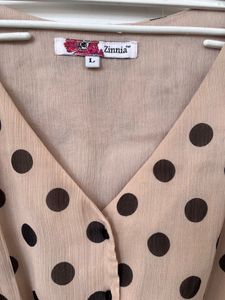 Buy beige &amp; Black Polka Dot print Top