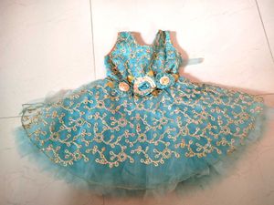 Cute Aqua Flower Girl Dress