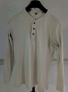 WHITE HENLEY FULL T-SHIRT